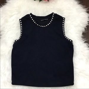 Zara Cropped Studded Sleeveless Top